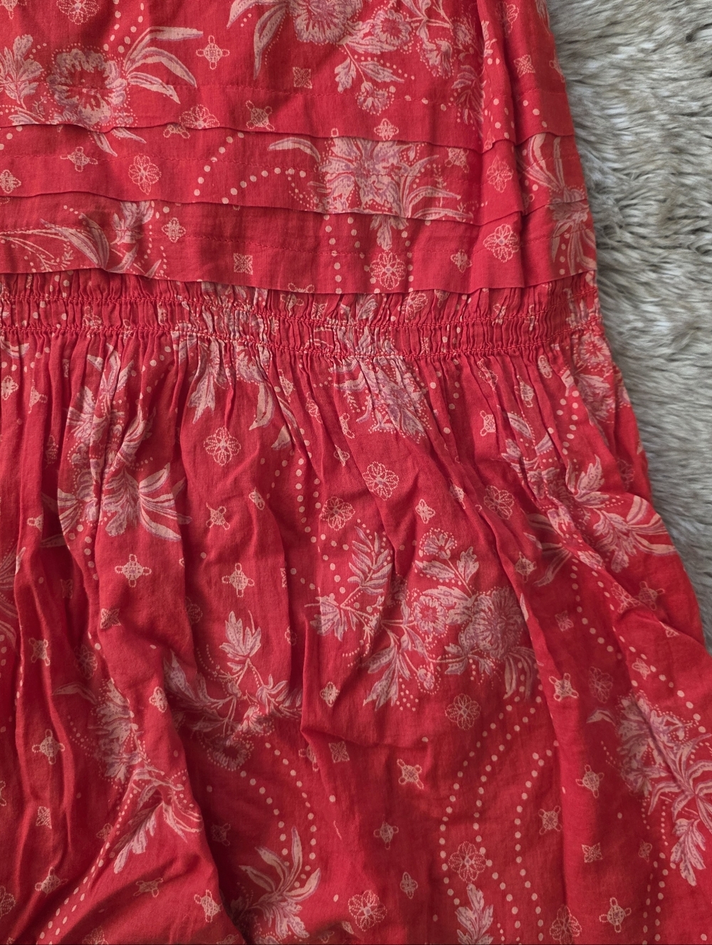Free People Golden Hour Maxi Dress Red Motif Floral Half Sleeve V-neck Women's - Picture 4 of 14
